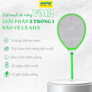 Vợt bắt muỗi thông minh tích hợp đèn LED MPE, diệt muỗi không thuốc, an toàn 9