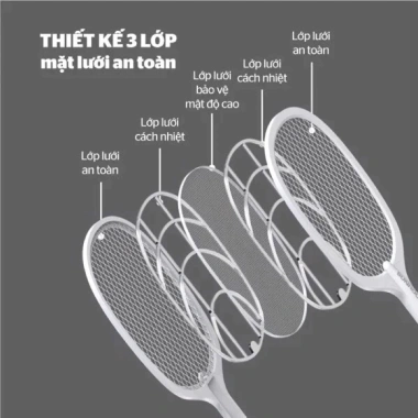 Vợt bắt muỗi thông minh VM01 MPE có đèn LED thu hút, 3 lớp lưới an toàn, tuổi thọ cao - Giá 176.006 VND