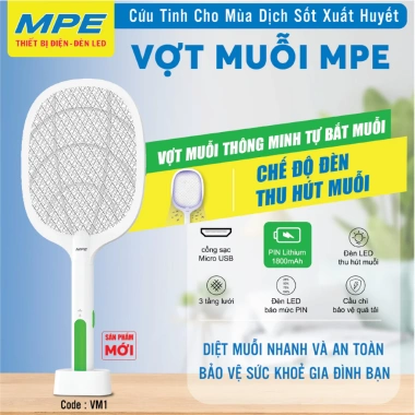 Vợt bắt muỗi thông minh VM01 MPE có đèn LED thu hút, 3 lớp lưới an toàn, tuổi thọ cao - Giá 176.006 VND 4 Vợt bắt muỗi thông minh VM01 MPE có đèn LED thu hút, 3 lớp lưới an toàn, tuổi thọ cao - Giá 176.006 VND 4