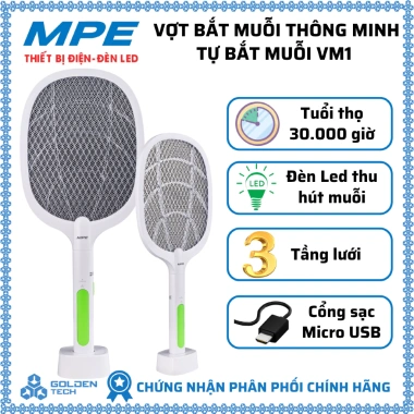 Vợt muỗi MPE VM1 3 tầng lưới - đèn LED tự động - Bắt muỗi nhanh, giá 176.000 VND