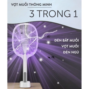 Vợt Muỗi Thông Minh 3in1 Đèn Bắt Muỗi Tự Động Có Dây và Đế Sạc, Giá 65.900 VND 8