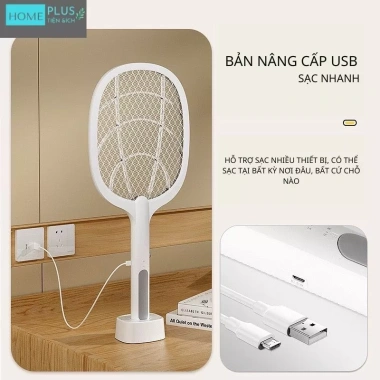 Vợt muối tích điện 2 in 1 bắt muỗi tự động, pin 2.000mAh sạc nhanh, an toàn trẻ, free ship - 99.000 VND