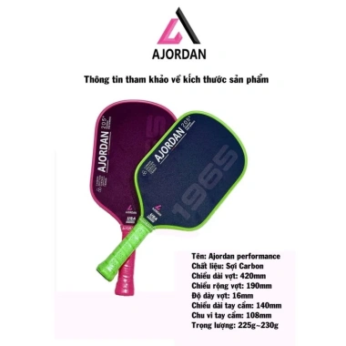 Vợt Pickleball AJordan Colorful Carbon chính hãng - Cao cấp, Giá chỉ 790.000đ