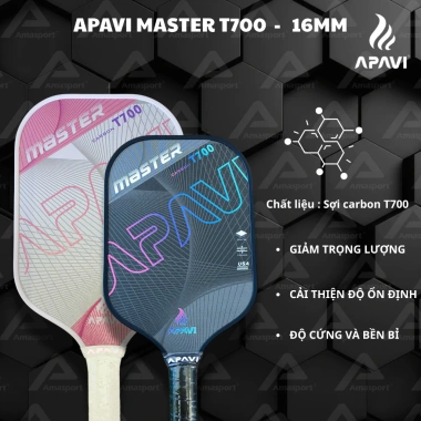 Vợt Pickleball Apavi MASTER Đen 100% Carbon T700 dày 16mm - Đánh tấn công, giá 619.000₫