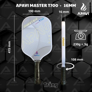 Vợt Pickleball Apavi MASTER trắng 100% Carbon T700 dày 16mm – Đánh tấn công, giảm giá 749.251 VND (90‑95% mới)