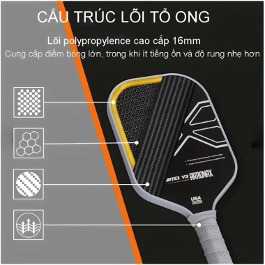 Vợt Pickleball Carbon Siêu Nhẹ PK02.2 – Giá Ưu Đãi 186.000, Suất Vượt Trội 6