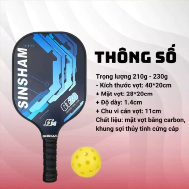 Vợt Pickleball Carbon T700 16mm Cán Dài Nhẹ - Dành cho người mới, giá giảm 765.000₫