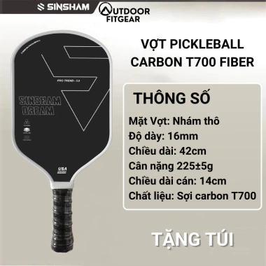 Vợt Pickleball Carbon T700 16mm Cán Dài Nhẹ - Dành cho người mới, giá giảm 765.000₫ 10 Vợt Pickleball Carbon T700 16mm Cán Dài Nhẹ - Dành cho người mới, giá giảm 765.000₫ 10