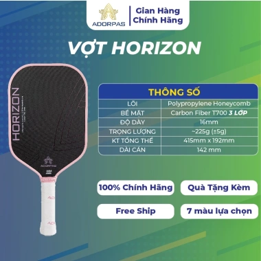 Vợt Pickleball Carbon T700 3 Lớp 16mm ADORPAS Horizon Lõi Honeycomb, Kiểm Soát, Đánh Chắc Tay 4