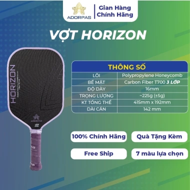 Vợt Pickleball Carbon T700 3 Lớp 16mm ADORPAS Horizon Lõi Honeycomb, Kiểm Soát, Đánh Chắc Tay 7