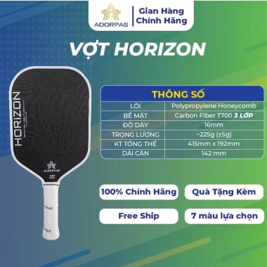 Vợt Pickleball Carbon T700 3 Lớp 16mm ADORPAS Horizon Lõi Honeycomb, Kiểm Soát, Đánh Chắc Tay 8