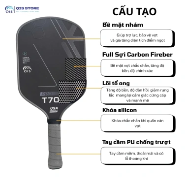 Vợt Pickleball Carbon T700 Pro QIS - Siêu Nhám, Độ Bền Cao, Chống Trượt, Chuẩn Thi Đấu