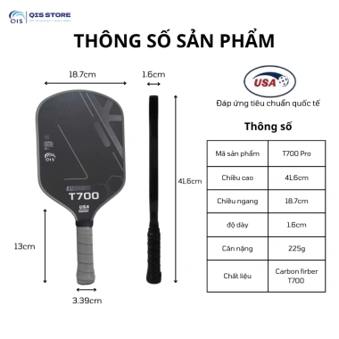 Vợt Pickleball Carbon T700 Pro QIS - Siêu Nhám, Độ Bền Cao, Chống Trượt, Chuẩn Thi Đấu 3 Vợt Pickleball Carbon T700 Pro QIS - Siêu Nhám, Độ Bền Cao, Chống Trượt, Chuẩn Thi Đấu 3