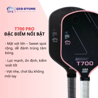 Vợt Pickleball Carbon T700 Pro QIS - Siêu Nhám, Độ Bền Cao, Chống Trượt, Chuẩn Thi Đấu