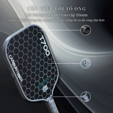 Vợt Pickleball Carbon T700 Pro xanh lá 16mm - Lõi dày, mặt nhám bám bóng, siêu nhẹ 3 Vợt Pickleball Carbon T700 Pro xanh lá 16mm - Lõi dày, mặt nhám bám bóng, siêu nhẹ 3
