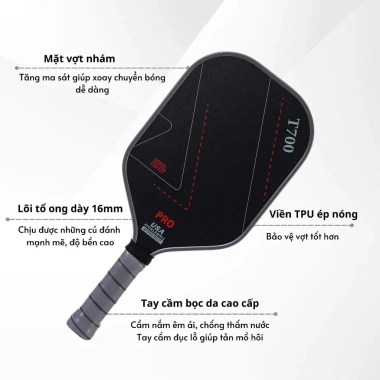 Vợt Pickleball Carbon T700 - Siêu nhẹ, mặt nhám bám bóng, giá chỉ 75.000₫