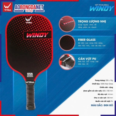 Vợt Pickleball Carbon T7.700 Wika Windy – Siêu Nhẹ, Tạo Lực Mạnh, Giá 650.000₫