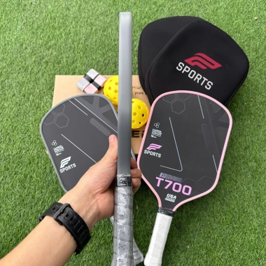 Vợt Pickleball F-Sports T700 Pro Carbon Nhám Cao Cấp – Kiểm Soát Tối Đa, Màu Hồng Xám, Giá 495k