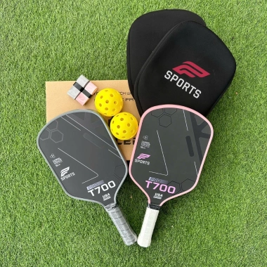 Vợt Pickleball F-Sports T700 Pro Carbon Nhám Cao Cấp – Kiểm Soát Tối Đa, Màu Hồng Xám, Giá 495k