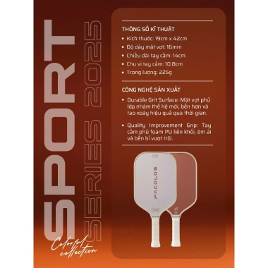 Vợt Pickleball Facolos – Mặt Carbon T300 Siêu Nhám, 2 Mặt Độc Đáo, Chính Hãng 1,1 tr 3 Vợt Pickleball Facolos – Mặt Carbon T300 Siêu Nhám, 2 Mặt Độc Đáo, Chính Hãng 1,1 tr 3