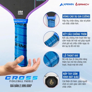 Vợt Pickleball GAMICY CROSS GEN 2 Carbon Graphite 230g, sợi thủy tinh - Chính Hãng, Giá Ưu Đãi 2.67 Triệu 4