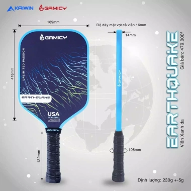 Vợt Pickleball GAMICY EARTHQUAKE Carbon+Glass Fiber Chuẩn Thi Đấu - Giá 390.150₫
