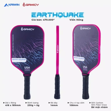 Vợt Pickleball GAMICY EARTHQUAKE Carbon+Glass Fiber Chuẩn Thi Đấu - Giá 390.150₫