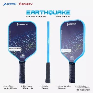Vợt Pickleball GAMICY EARTHQUAKE Chuẩn Thi Đấu Carbon Glass Fiber Cán Cầm Êm 399.330₫