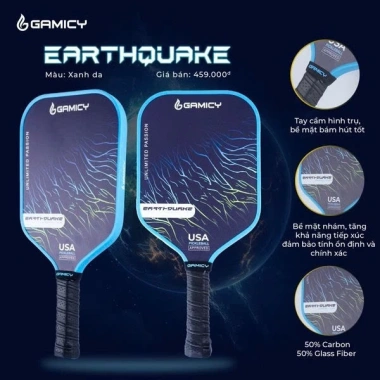 Vợt Pickleball Gamicy Earthquake PRO Carbon Nhẹ Bền Hàng Chính Hãng - Giá 392.693₫