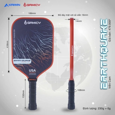 Vợt Pickleball Gamicy Earthquake PRO Carbon Nhẹ Bền Hàng Chính Hãng - Giá 392.693₫