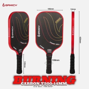 Vợt Pickleball Gamicy T300 Carbon 14mm Nguyên Khối – Cao Cấp, Chính Hãng USA