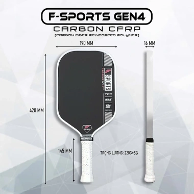 Vợt Pickleball Gen 4 Fsports Carbon 3 lớp - Kiểm soát bóng chuẩn USAPA, cao cấp, giá 550k