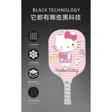 Vợt Pickleball Hello Kitty chuyên nghiệp sợi carbon + thủy tinh trọn bộ - Giá ưu đãi 619k
