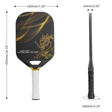 Vợt Pickleball Jusain Carbon 3K Siêu Bền, Mặt Nhám 14mm, Thiết Kế Rồng - Giá Ưu Đãi 750.000 VND