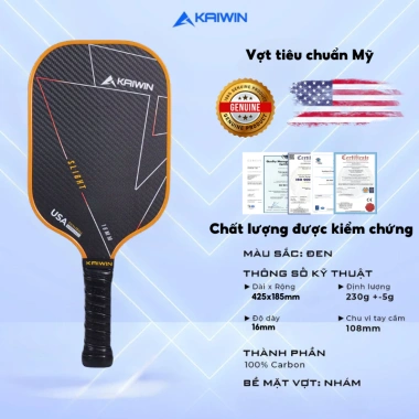 Vợt Pickleball KAIWIN Arnos T1.000 Glass Mặt Nhám 100% Carbon Viền Cao Cấp 469.000 VND