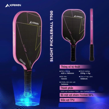Vợt Pickleball Kaiwin Slight Carbon T700/T1.000 cao cấp, bảo hành 3 tháng, giảm giá 20% chỉ 799.000₫