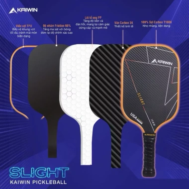 Vợt Pickleball Kaiwin T1.000 carbon 100% mặt nhám - Bảo hành 3 tháng - Giá 990k Quyensport