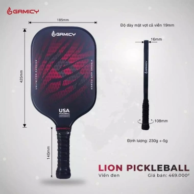 Vợt Pickleball Lion Siêu Nhẹ Bền Đẹp Tay Chắc Carbon và Glass Fiber Giá 469.000