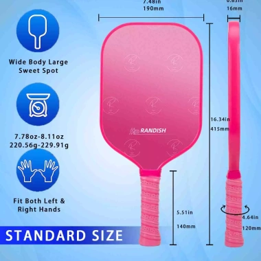 Vợt Pickleball màu hồng 16mm + bộ 2 bóng + túi lưới - Giá ưu đãi 247.320 VND