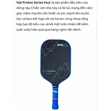 Vợt Pickleball NFC Proton Series 4 Bản 16mm Mặt Nhám Carbon và Quấn Cán - 780k