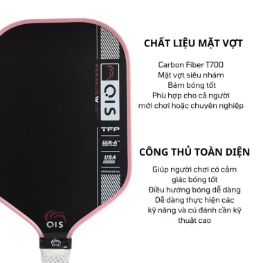 Vợt Pickleball QIS YT011 Carbon T700 Công Thủ Cao Cấp, Mặt Nhám Bám Bóng Siêu Bền, Điều Hướng Chuẩn, Giá 950k