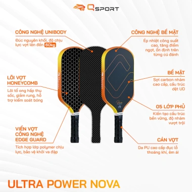 Vợt Pickleball Qsport Ultra Power Nova carbon UD 16mm – Chính hãng, giá chỉ 1.299.000₫ 3 Vợt Pickleball Qsport Ultra Power Nova carbon UD 16mm – Chính hãng, giá chỉ 1.299.000₫ 3