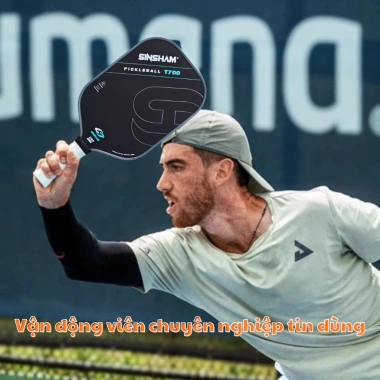 Vợt Pickleball SINSHAM Carbon T700 16mm Nhám, Tay Cầm Da, Tặng Túi Đựng