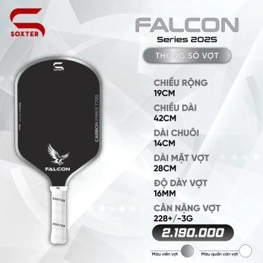Vợt Pickleball SOXTER Falcon Series 2.025 - Mặt Carbon T700 Độ Nhám Cao, Kiểm Soát Đỉnh Cao, Giá 1.8 Triệu 8