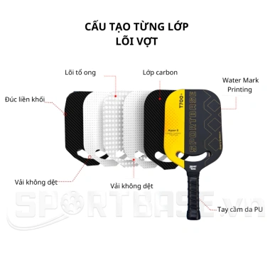 Vợt Pickleball Sportbase Hyper-X-01 Carbon T700 Plus mặt nhám tăng xoáy - Công thủ chuyên nghiệp, giá ưu đãi 2.49 triệu