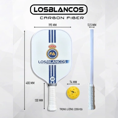Vợt Pickleball T300 Nhám Cao Cấp Người Mới Combo Quà Fan Real Madrid - 500.000đ
