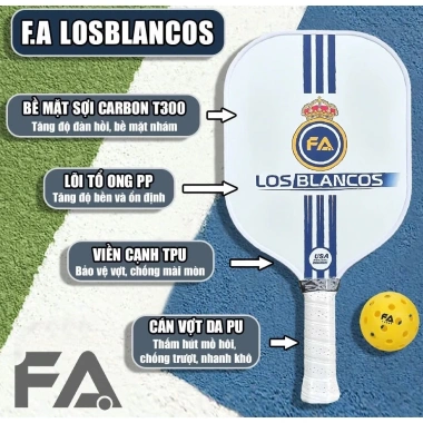 Vợt Pickleball T300 Nhám Cao Cấp Người Mới Combo Quà Fan Real Madrid - 500.000đ