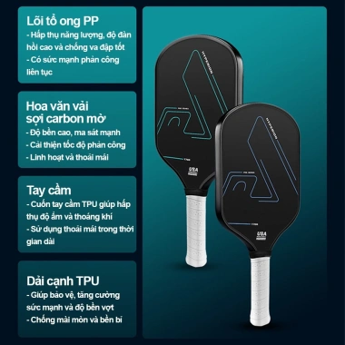 Vợt Pickleball T700 16mm Carbon Nhám Siêu Nhẹ Màu Hồng Giá chỉ 550.000 ĐLIMA 4