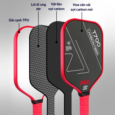 Vợt Pickleball T700 FIBER PRO Sợi Carbon Siêu Nhẹ Bề Mặt Nhám Nhiều Màu - Giá 550k (Giảm từ 687.5k) - DONLIMA 3