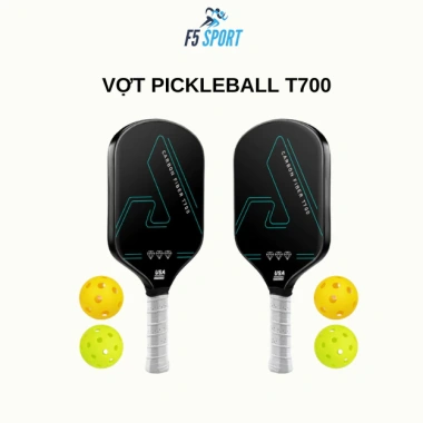 Vợt Pickleball T700 mặt nhám 16mm phủ carbon siêu nhẹ tặng 2 bóng luyện tập